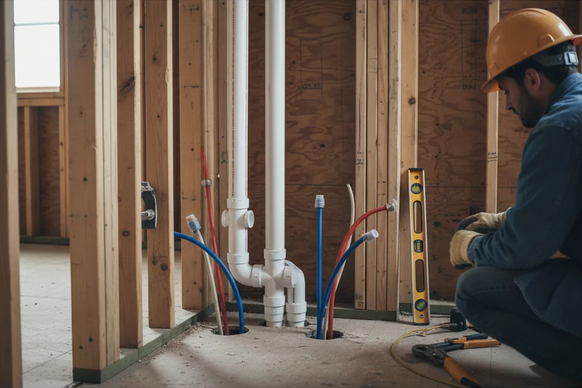 Drain and supply rough-in during Drain Cleaning in McConnells