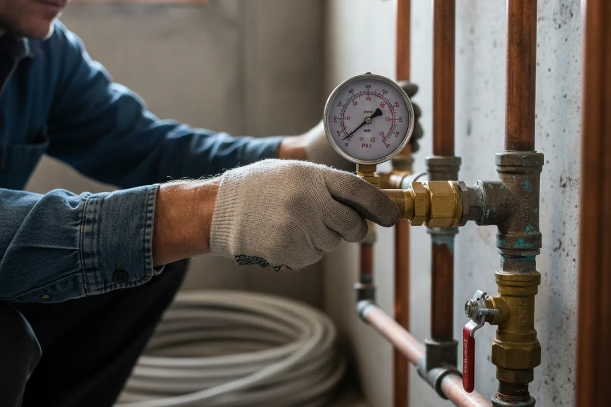 Pressure testing a repaired line during Water Line Repair in McConnells